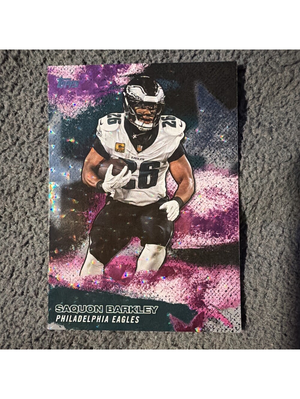 2026 Topps Flagship Football Saquon Barkley Pink Crackle Foil Eagles #NFLS-34 SP